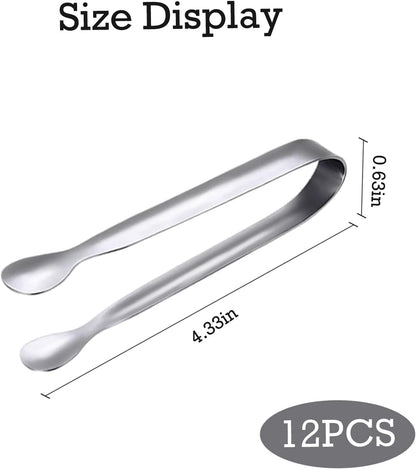 JCREN 12 Pcs Serving Tongs, Small Serving Utensils for Parties Catering Gold Tongs, Small Stainless Steel Mini Appetizer Tongs for Tea Party Coffee Bar, 4 Inches - Gold