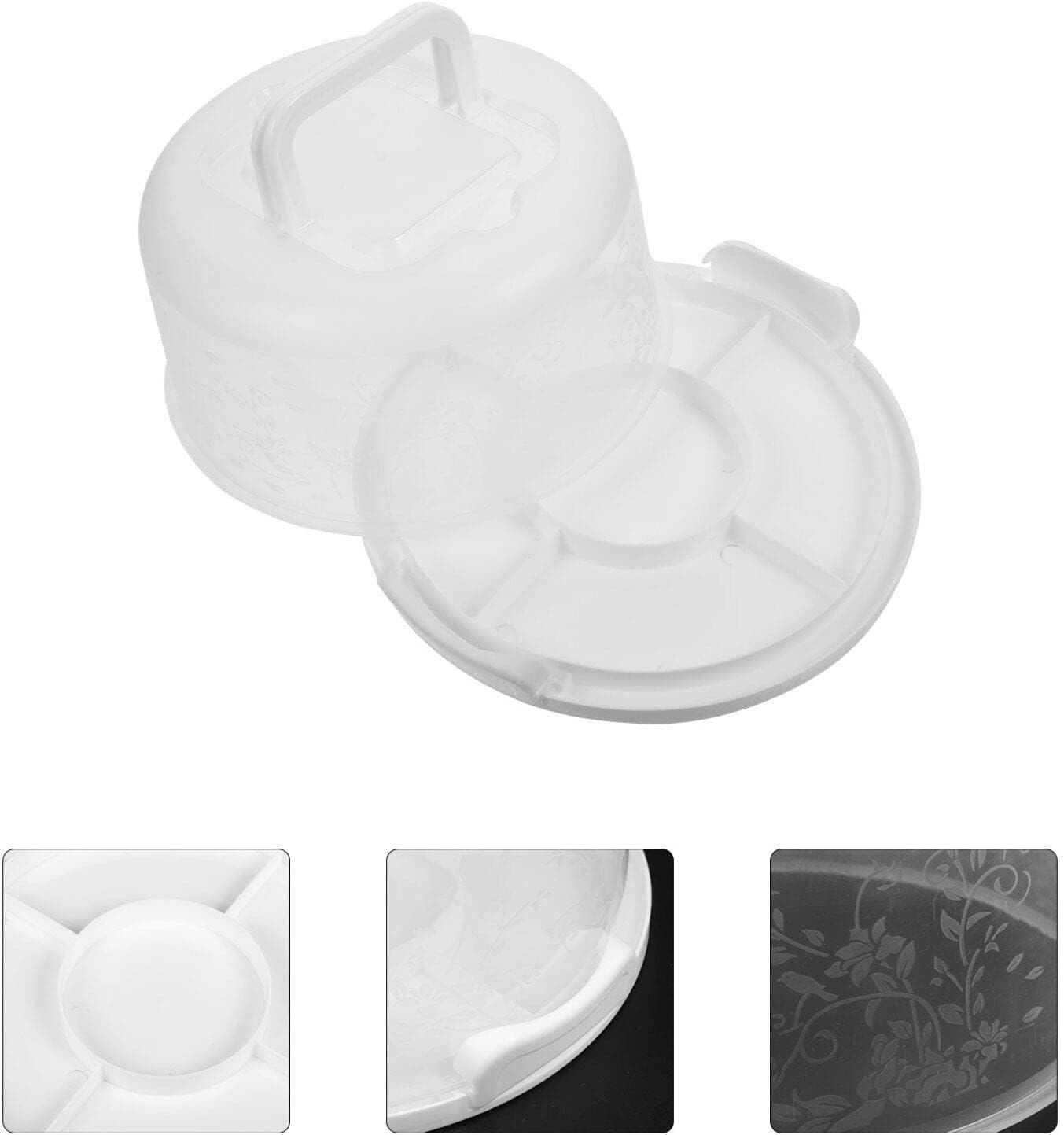 Hemoton Reusable Plastic Cake Box with Lid and Handle 9.84X8.26X5.11 Inch Portable Cake Carrier for Storage and Bread Transport