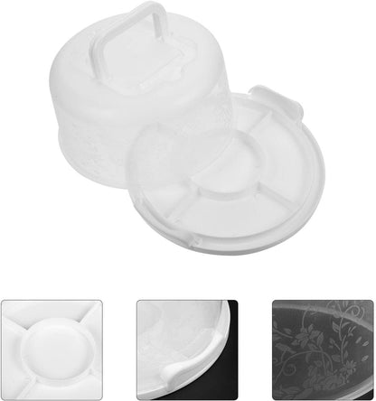 Hemoton Reusable Plastic Cake Box with Lid and Handle 9.84X8.26X5.11 Inch Portable Cake Carrier for Storage and Bread Transport