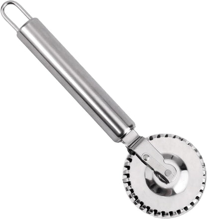 Stainless Steel Pastry Cutter Wheel, Fluted Pasta Dough Crimper Ravioli Cutter Maker Tool for Pizza, Noodles, Cookies Pie Crust Versatile Pastry Wheel for Kitchen Baking & Cooking