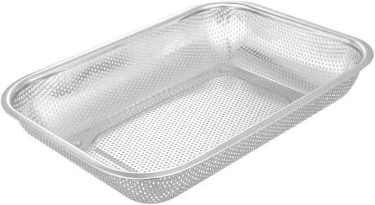 Stainless Steel Drain Basket 11.81 X 8.66 X 2.36 in over the Sink Colander for Rice Fruit and Vegetable Washing Multi-Purpose Kitchen Storage Basket