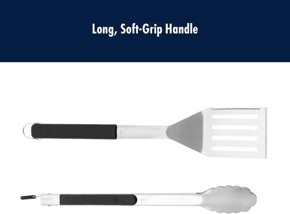 HENCKELS BBQ Grill Tool Set, Stainless Steel Barbecue Accessories with Spatula, Tongs, Fork & Basting Brush, Heavy Duty Outdoor Grilling Kit for Camping, Tailgate & Backyard Cooking