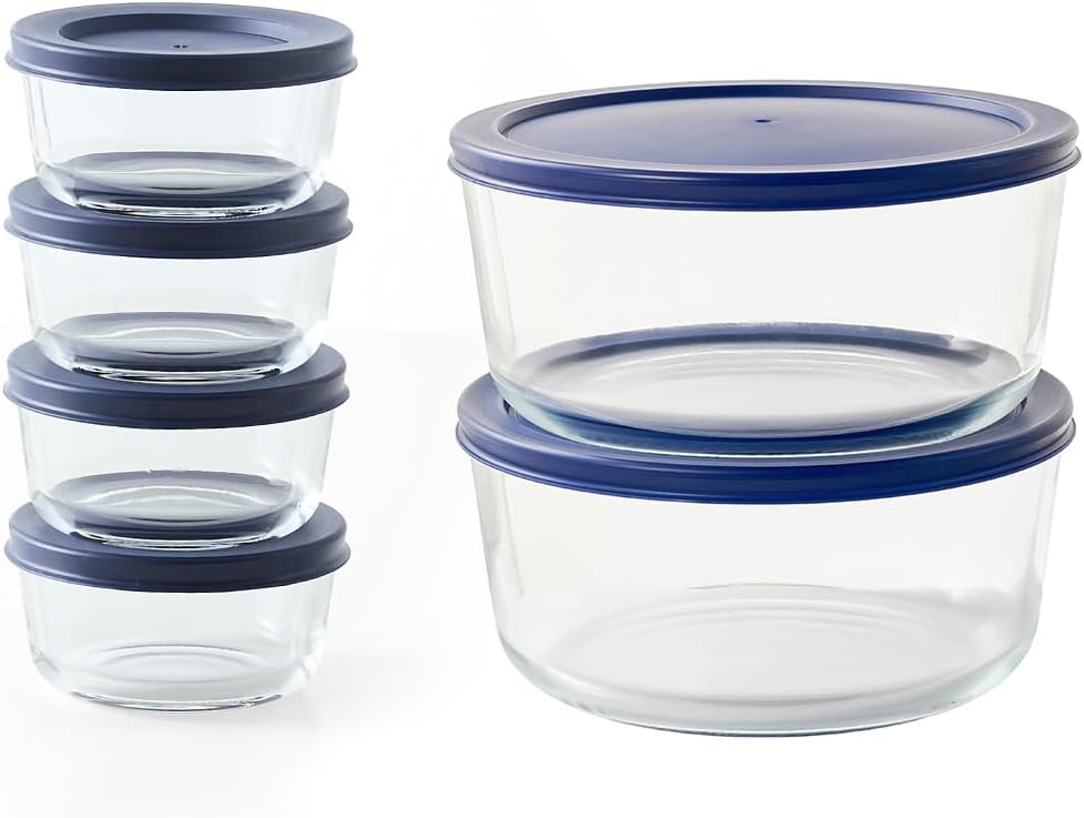 6-Piece Glass Food Storage Containers Set (3 Containers + 3 BPA-Free Lids) | 2-Cup, Leakproof | Microwave, Freezer, Oven & Dishwasher Safe | Ideal for Meal Prep & Pantry Organization, Pistachio