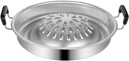 MAGICLULU Korean Bbq Grill Pan Flat Iron Grill for Bbq with Handle 14.56X11.81X1.88In Outdoor Barbecue Stove Food Prep Tray for Camping Picnic Steak