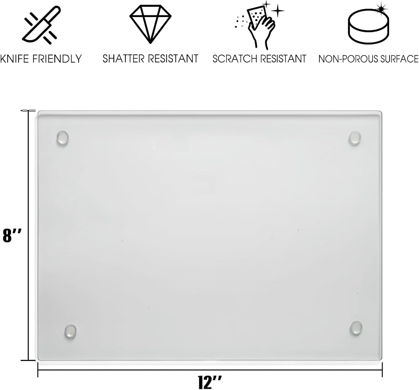 Tempered Glass Cutting Boards for Kitchen, 2Pcs Glass Chopping Boards, 16"x12" & 12"x8" Clear Glass Cutting Board Set With NonSlip Feet, Scratch Resistant, Heat Resistant, Easy to Clean