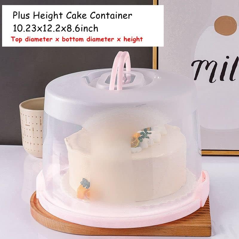 Cake Carrier Round Cake Stand Plus Height Cake Container with Cupcakes Pad, Handle, Lid Reusable Package Box for Transporting Desserts,Pie,Toast,Fruit (10" Black)
