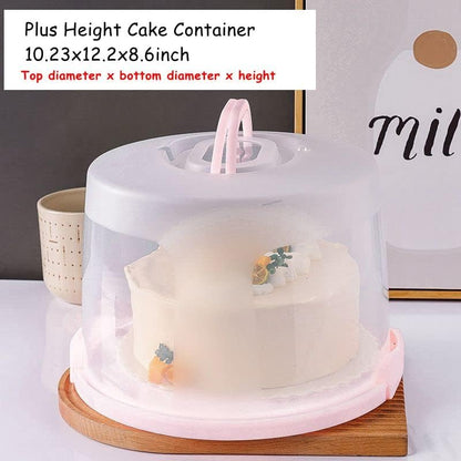 Cake Carrier Round Cake Stand Plus Height Cake Container with Cupcakes Pad, Handle, Lid Reusable Package Box for Transporting Desserts,Pie,Toast,Fruit (10" Black)