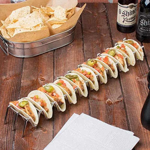 G.E.T. 4-81828 Stainless Steel Taco Holder / Stand, Holds 12 Tacos