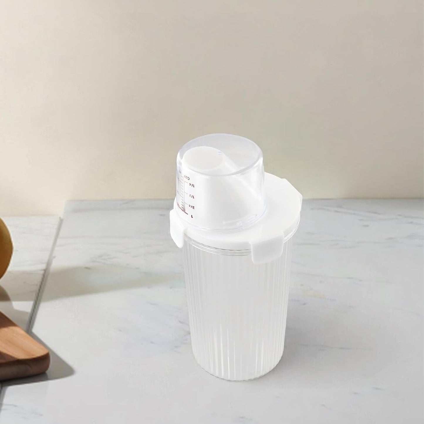 Food Cereal Storage Container With Pour Spout And Measuring Cup, Airtight Plastic Rice Dispenser For Pantry, Grains(Small+Medium+Large)