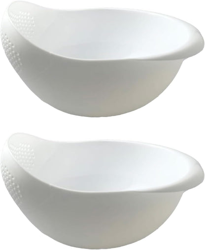 2-in-1 Rice Colander, Vegetable and Fruit Cleaning Filter Basket, 2Piece Sturdy and Easy-To-Use Food Grade Kitchen Tool Accessories (Pink+white, Small)