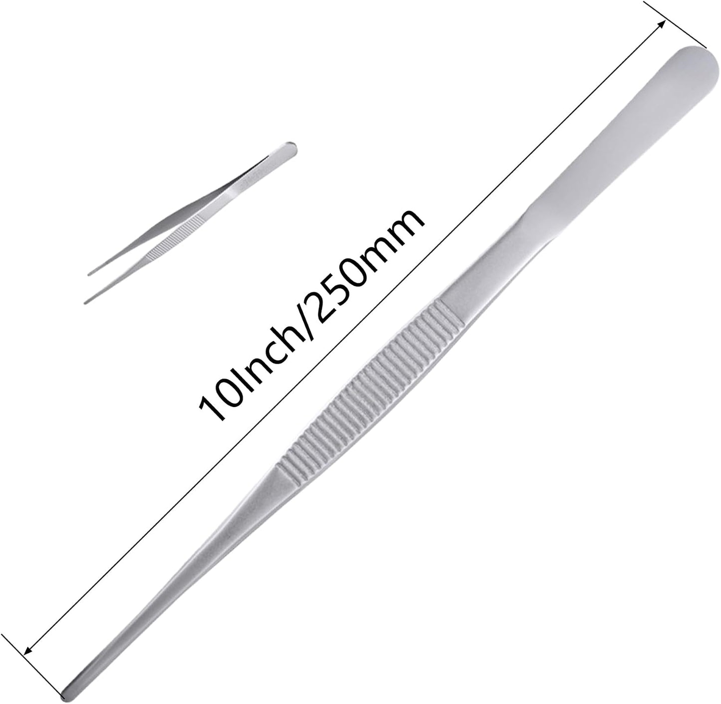2-Pack 12-Inch BBQ Kitchen Tweezers Tongs, Extra-Long Stainless Steel Cooking Tweezers Dishwasher Safe for Grilling, Baking & Food Prep (12Inch BBQ Tongs)