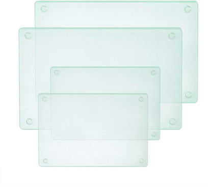 Murrey Home Glass Cutting Board Set for Kitchen Counter, Tempered Glass Chopping Boards Dishwasher Safe, Small Clear Countertop Tray, 16"x12"x2PC