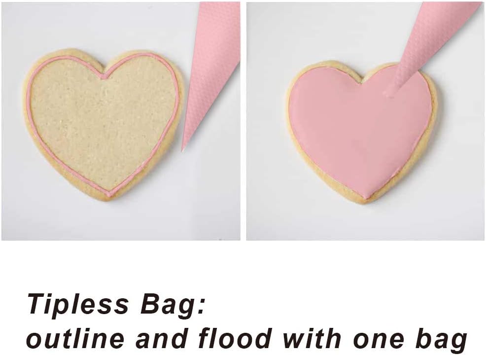 Weetiee Tipless Piping Bags - 100pcs 12-Inch Disposable Piping Pastry Bag for Royal Icing/Cookies Decorating - Best Frosting Icing Bags Cookie/Cake Decorating Tools - Bonus 2 Clips &1 Scriber Needle