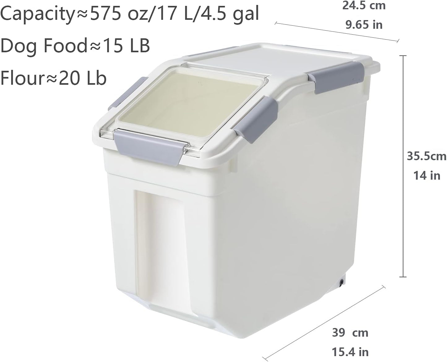 LISM 2 Pack Dog Food Storage Container with Scoop,Large Airtight Pet Dog Food Bin,Container for Dog Treats Rice,Dog Cat Dry Food Bin,Baking Supplies,Flour,Rice,Kitchen Pantry Cereal(25 LB)