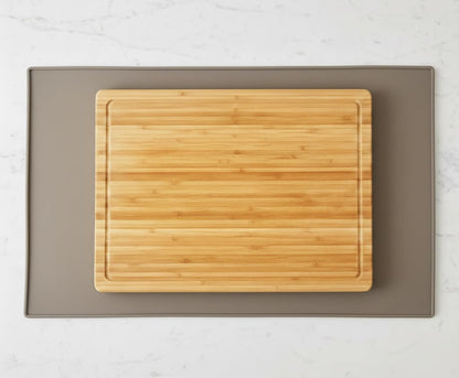 GASARÉ, Non Slip Cutting Board Mat, Grip Mat Pad, Under Kitchen Cutting Board, Raised Edges, Extra Large, Easy to Clean, 19 x 13 Inches, Taupe