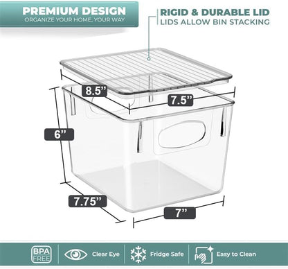 Sorbus 8-Pack Small Clear Plastic Storage Bins – Organizers for Kitchen, Pantry, Fridge, Cabinet & Refrigerator