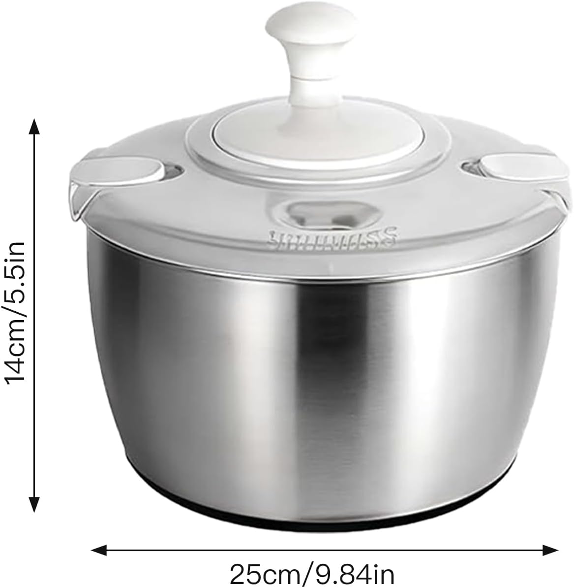 Stainless Steel Salad Spinner, 6QT Lettuce Spinner, Fruit Washing Bowl with Strainer for Washing, Spinning, and Draining Greens, Fruits, and Vegetables