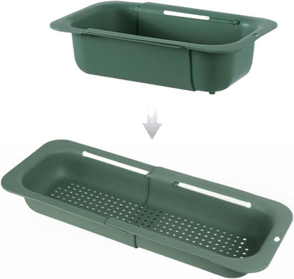 Extendable Over the Sink Colander Strainer Basket, Plastic Retractable Kitchen Sink Basket - Wash Vegetables, Fruits, Drain Pasta and Dry Dishes L (black XL)