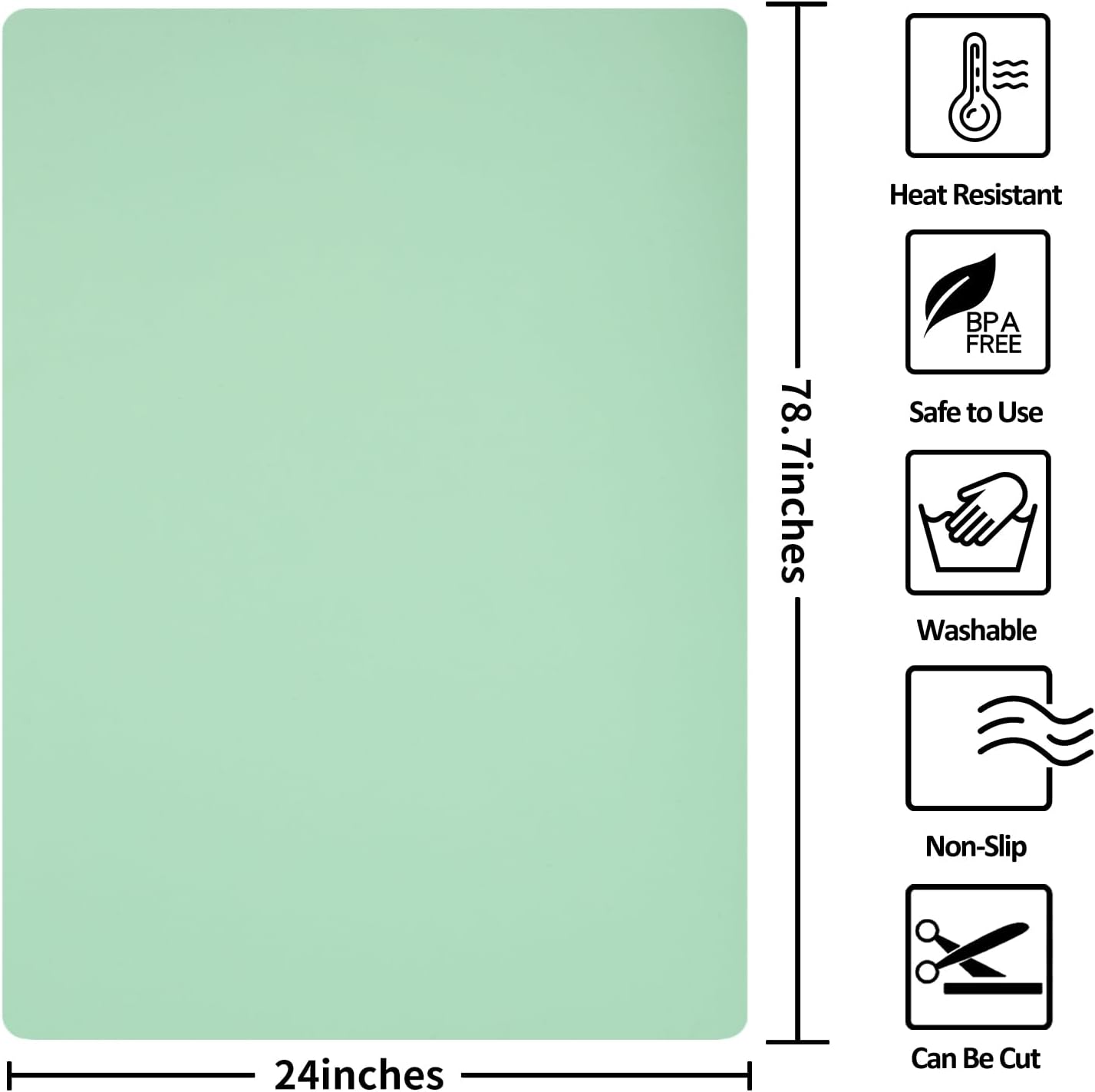 Silicone Mat Heat Resistant Mats for Countertop, Large Silicone Mats for Crafts Kitchen Counter Workbench Table protector, Size 36x24 inches Thick 2mm,Rolled Package,Light Blue