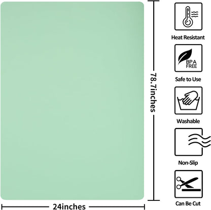 Silicone Mat Heat Resistant Mats for Countertop, Large Silicone Mats for Crafts Kitchen Counter Workbench Table protector, Size 36x24 inches Thick 2mm,Rolled Package,Light Blue