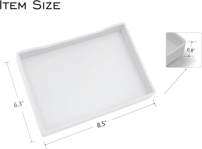 White Serving Tray (13.5 x 9.6 inch) for Serving Accessory, Elegant & Stackable Plastic Tray for Spa, Coffee, Drinks, Tea, Bar, Party, Seasoning, Perfume and Display Use.