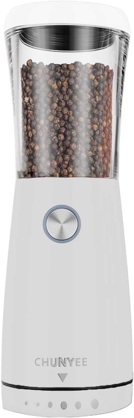 Electric Salt and Pepper Grinder Set - Automatic Stainless Steel Rechargeable Salt and Pepper Grinder Set with Storage Base, Large Capacity, LED Light & Adjustable Coarseness, Ideal Kitchen Gadget