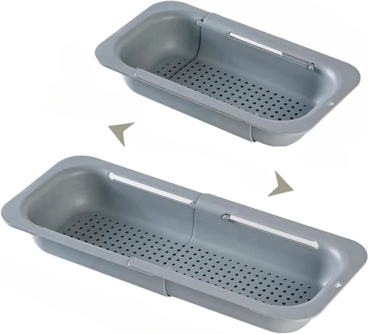 Extendable Over the Sink Colander Strainer Basket, Plastic Retractable Kitchen Sink Basket - Wash Vegetables, Fruits, Drain Pasta and Dry Dishes L (black XL)