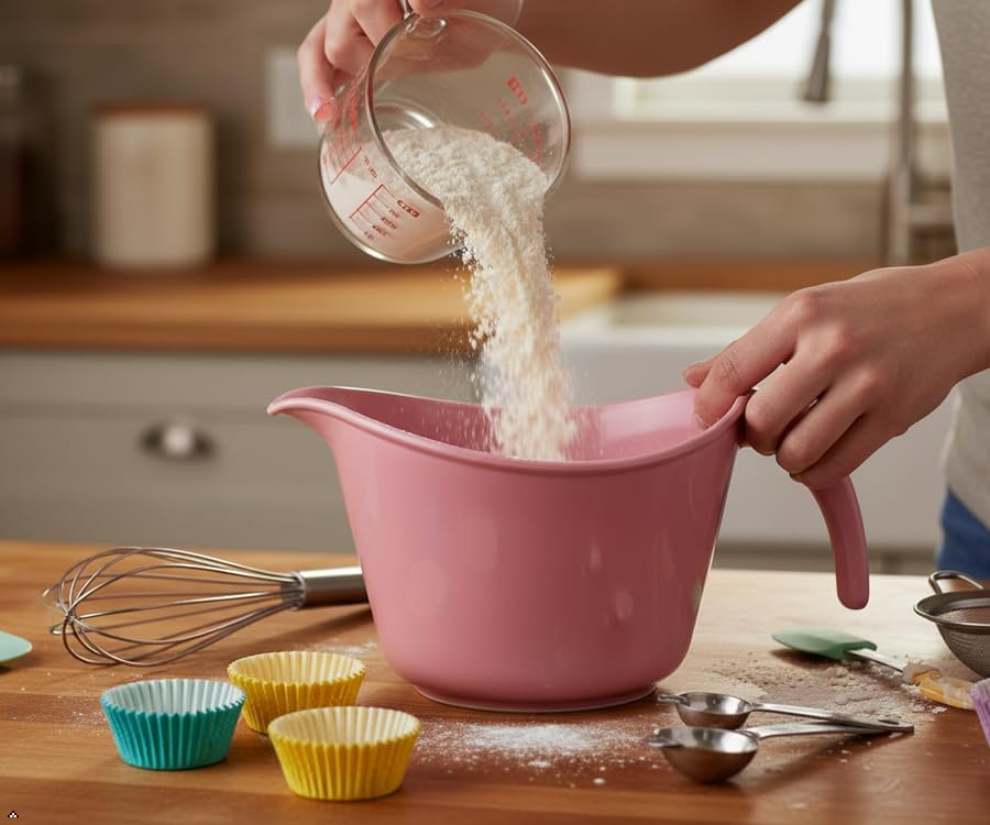 Reston Lloyd, Batter Bowl With Pour Spout, Non-Slip Base, Erogonomic Space Saving Detachable Handle, 2 QT Heavy Duty BPA-Free Microwave & Dishwasher Safe, Plum