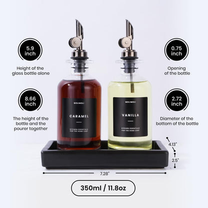 Molimoli - Premium Olive Oil Dispenser Bottles for Kitchen with Pourer - Oil and Vinegar Dispenser Set, Glass Dispenser for Kitchen, Dispenser Bottle of 350ml