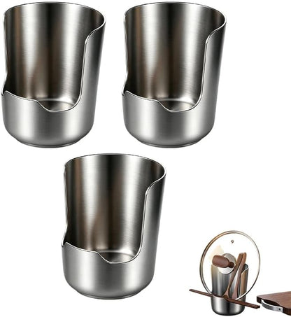 Spoon Rest with Pot Lid Holder, Stainless Steel Vertical Rack