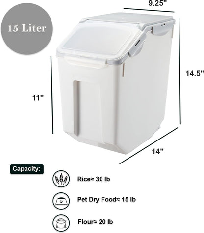 HANAMYA 10 Liter / 20 lbs Rice Storage Container with Measuring Cup, BPA free, For Rice | Grain | Pet Food | Flour, 2 counts, Clear