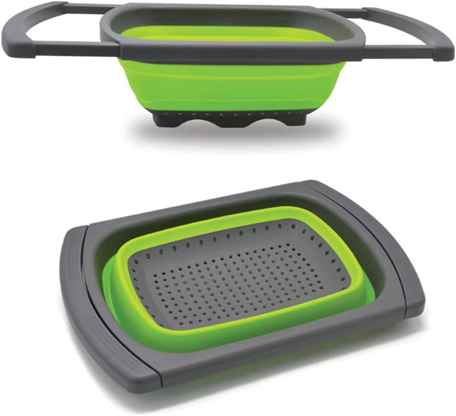 Colander collapsible, Colander Strainer Over The Sink Vegetable/Fruit Colanders Strainers, Fruit and Pasta Foldable Strainer for Kitchen, 6-Quart, BPA Free