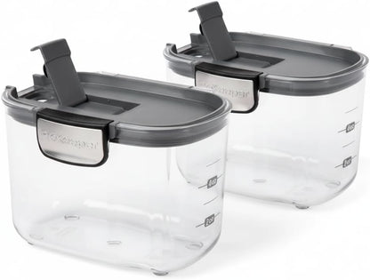Progressive International ProKeeper+ Clear Plastic Airtight Food Baker's Kitchen Storage Organization Container Canister Set with Magnetic Accessories, 2- Piece Set (Grain 2.5-Quart)