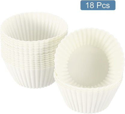 uxcell 18Pcs Silicone Cupcake Liners, Non-Stick Baking Cups, for Cooking Eggs, Baking Muffins and Make a Cake(Pink)