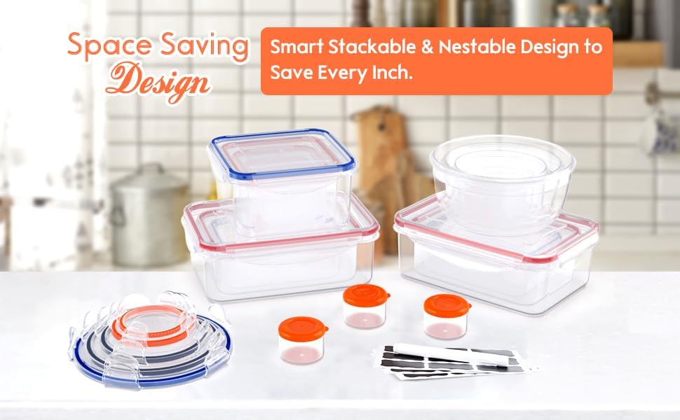 70 Pcs Large Food Storage Containers with Lids Airtight-2500ML to Small Box,Total 22812 ML Stackable Kitchen Bowls Set(35 Containers,35 Lids)-BPA Free Leak proof Plastic Boxes-Microwave safe