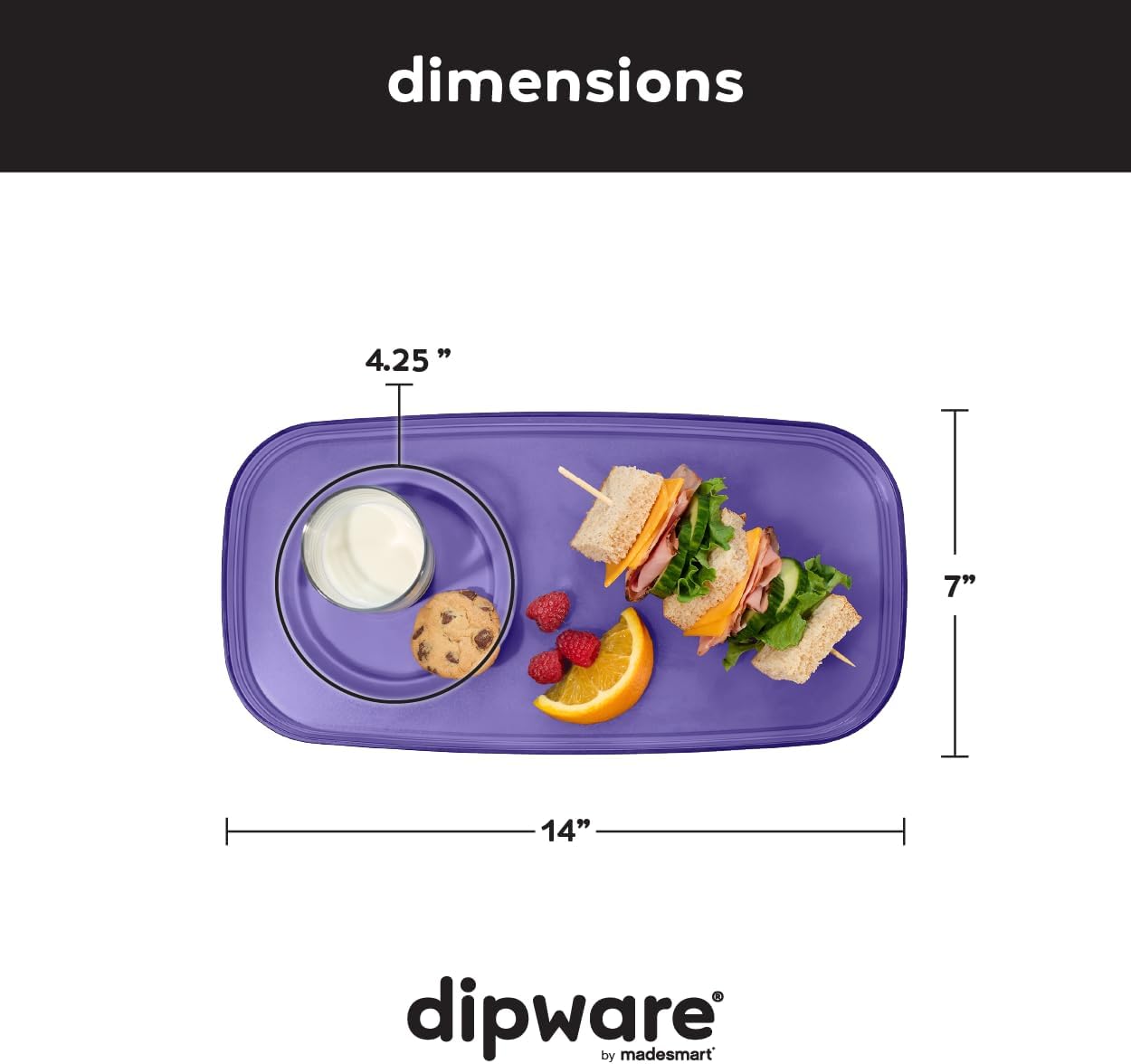 madesmart dipware Small Serving Plate, Stackable & Removable Dip Bowl for Salsa, Queso, Salad, Olives, Dishwasher & Microwave Safe, Multipurpose Plate & Bowl, Blue