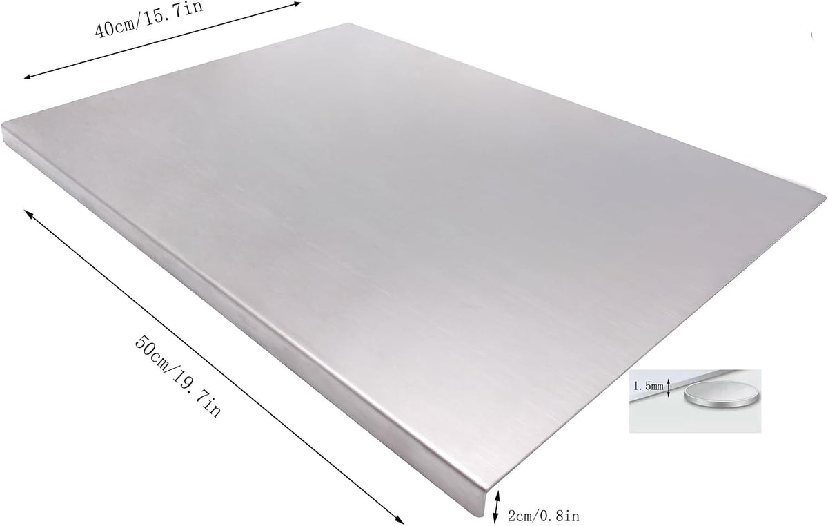 BILLAMB Stainless Steel Cutting Boards for The Kitchen, Suitable for Meat, Fruits, Vegetables, Bread, and Baking Large-sized Cutting Boards (90 x 58cm/35.5 x 22.8 in)