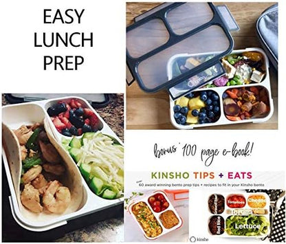 kinsho Lunch Box for Kids Boys Girls - Bento Box Set with Insulated Bag and Ice Pack, 6 Compartment Leak Proof Food Container, BPA-Free, Microwave Safe, Ideal for School & Work, Teal