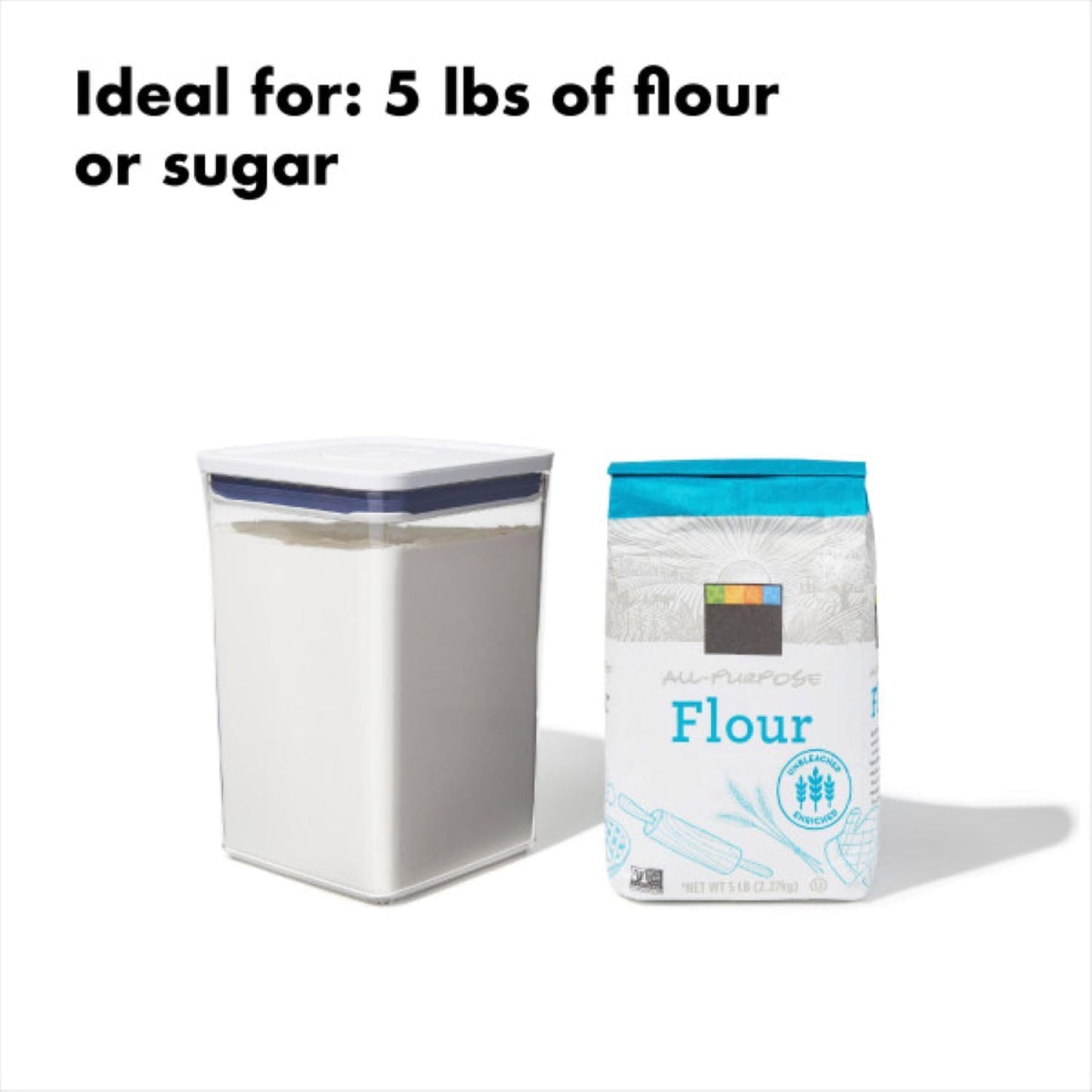 OXO Good Grips POP Container - Airtight Food Storage - Big Square Short 2.8 Qt Ideal for 5 lbs of sugar, cookies or crackers