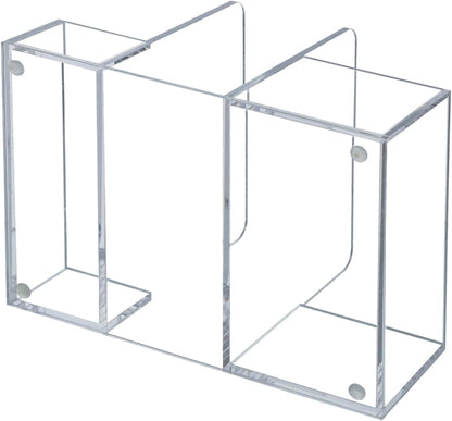 MyGift 2-in-1 Acrylic Napkin Holder with Salt and Pepper Shakers, Metal Vintage Scrollwork Dinner Table Paper Towel Condiment Holder with Rustic Solid Wood Base (Premium Clear Acrylic)