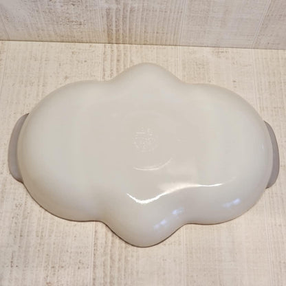 Fire King Anchor Hocking Milk Glass Relish Tray Divided Dish with Gilded Trim