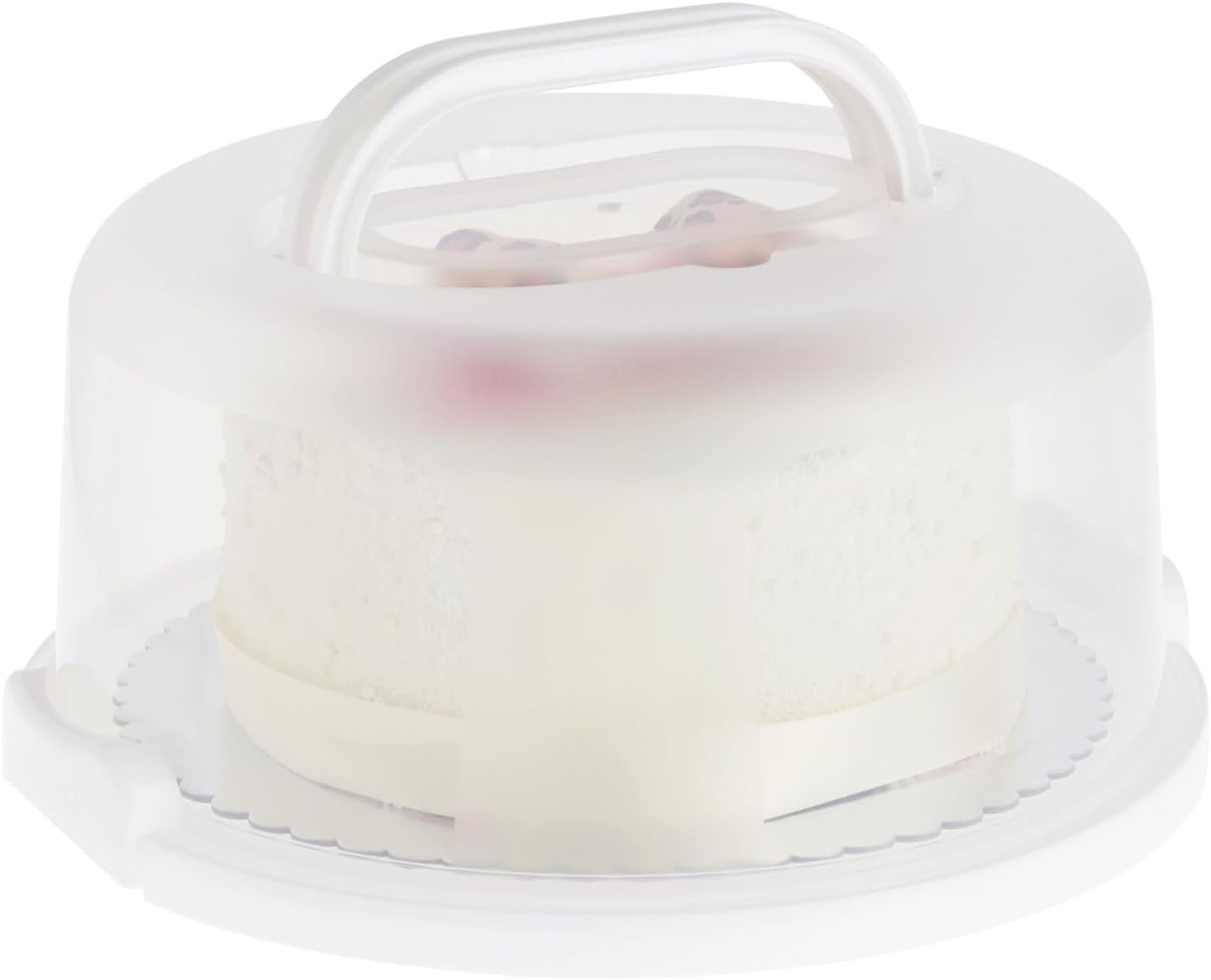 Juvale Round Cake Carrier - Secure Lid & Handle Storage Container - Collapsible Reusable Plastic Container for Cakes, Pies & Cupcakes - 12" Dia x 5.9" H