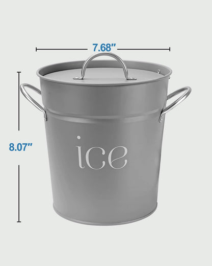 3Qt Black Galvanized Ice Bucket with Lid, Scoop & Handles - Ideal for Cocktails, Parties, BBQs, Wine & Champagne. Double-Layer Insulated Outer & Galvanized Inner Layer, Perfect for Home & Outdoor Use