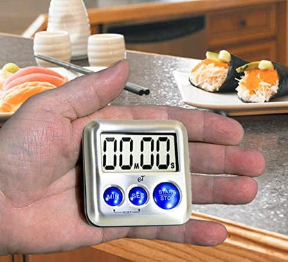 Elegant Digital Kitchen Timer Stainless Steel - Loud Alarm Model eT24 Plum