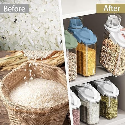 LANGMINGDE 1 Piece Cereal Containers Storage, 2.8L/95oz Airtight Large Dry Food Storage Containers with Pouring Spout Measuring Cup for Snacks Grain Rice,BPA Free Dispenser Plastic Bin, 1PC