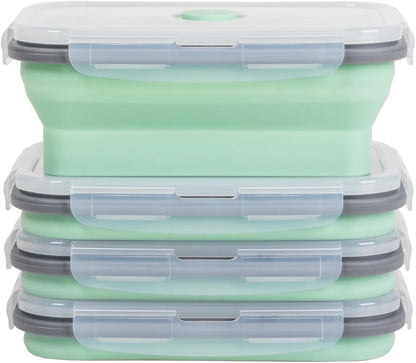 Collapsible Food Storage Containers with Lids, 4 Pack, 40 oz Silicone 1-Compartment Meal Prep Containers Reusable, Lunch Bento Boxes for Adults, Microwave Freezer Dishwasher Safe, BPA-Free, Black