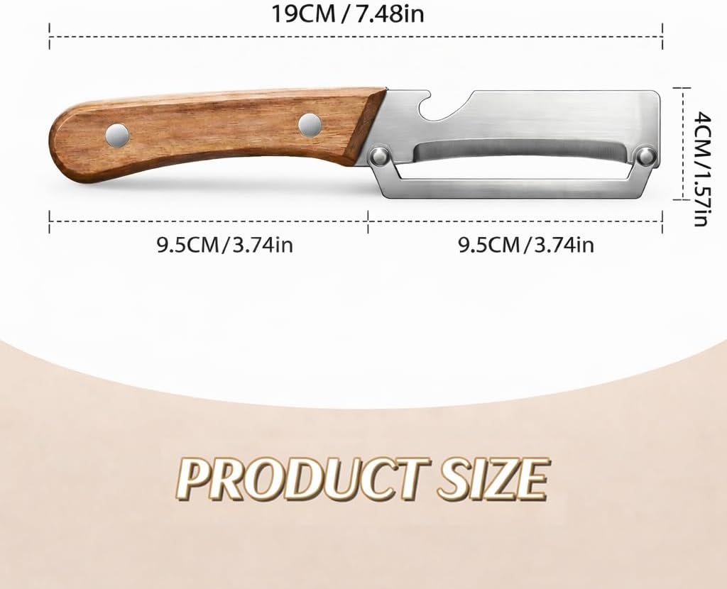 2026 Upgrade Vegetable Peeler With Wooden Handle, Stainless Steel Wide Blade Potato and Carrot Peeler, 3-in-1 Veggie Peeler With Scallion Shredder and Bottle Opener for Kitchen, Camping and Trave