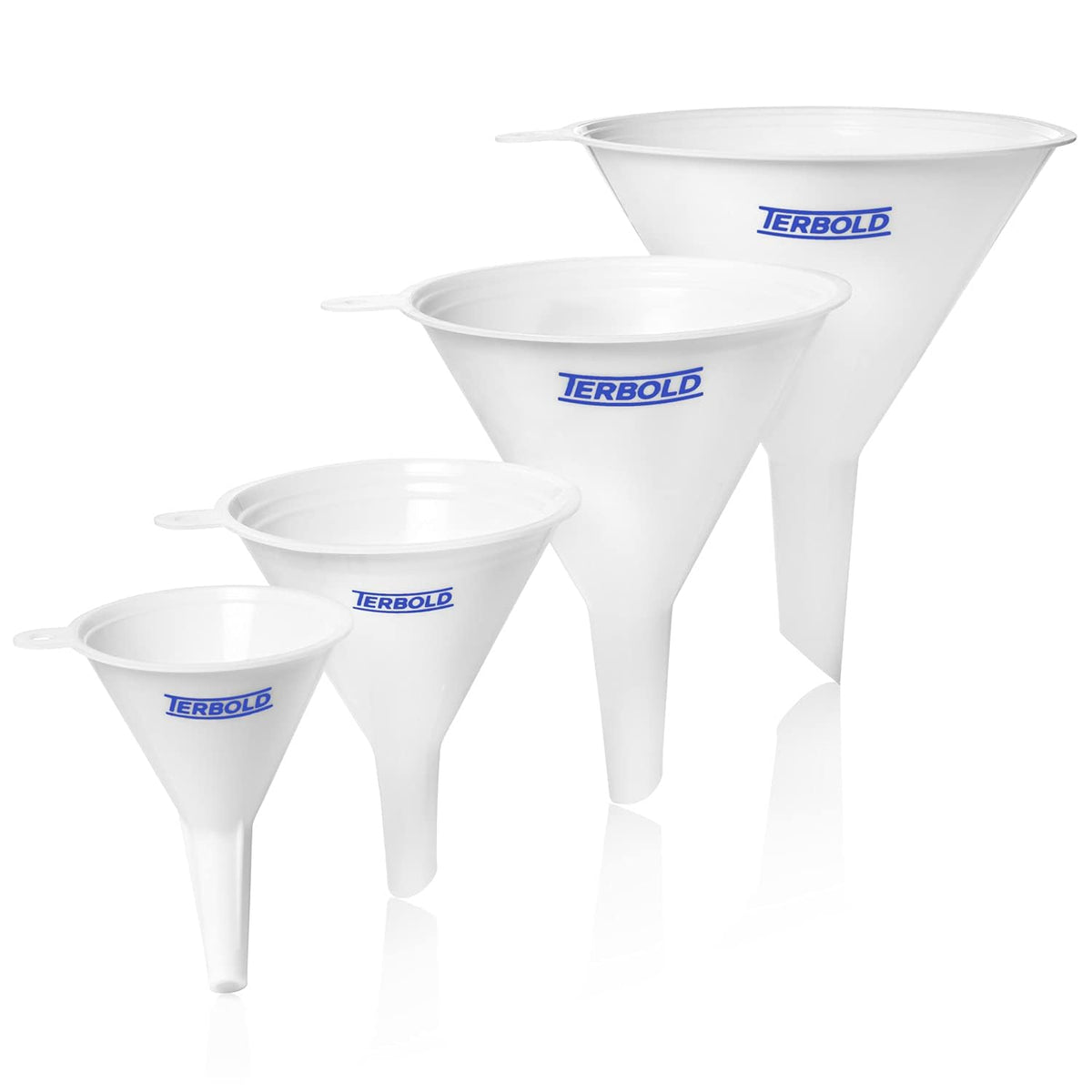 4pc Funnel Nesting Set in BPA Free Plastic for Kitchen Cooking, Car Oil, Home, or Lab Use (White)