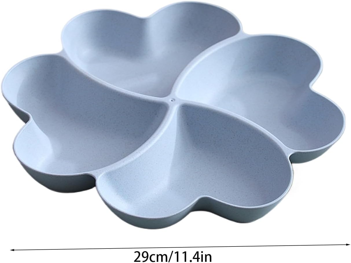 Divided Serving Tray, Appetizer Sectioned Platter, Dessert Serving Dish, Reusable Plastic Snack Plates, Round Relish Tray, 4 Compartment for Chips and Dip Veggies Candy Nut Fruit (Pink)