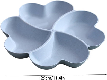 Divided Serving Tray, Appetizer Sectioned Platter, Dessert Serving Dish, Reusable Plastic Snack Plates, Round Relish Tray, 4 Compartment for Chips and Dip Veggies Candy Nut Fruit (Pink)